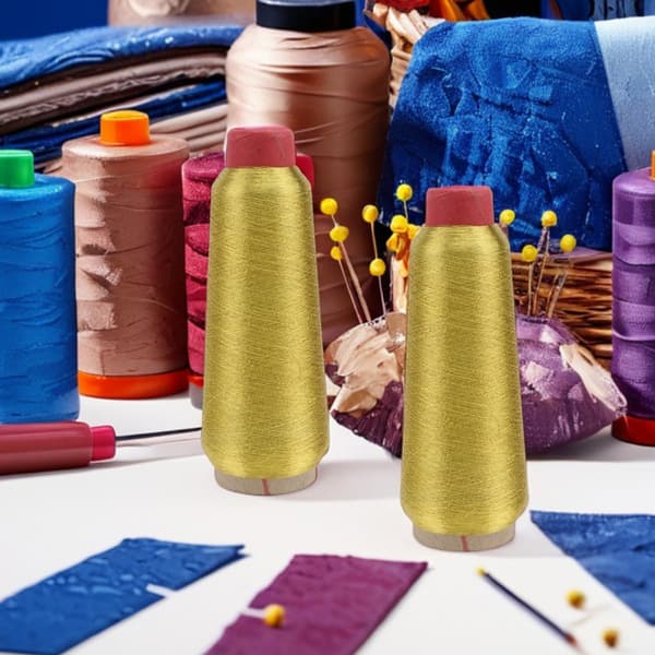 Metallisk broderitråd 150d polyester sytråd 2 ruller gull