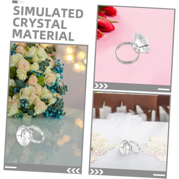 Strass Bröllopsband Rekvisita Stor Diamantring för Bröllopsdekorationer Bröllopstillbehörsset