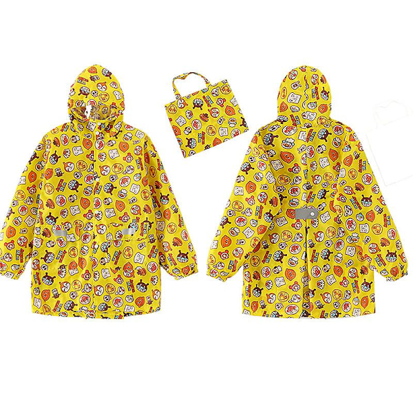 Barnregnkläder, 3D Cartoon Barn Regnrock Jacka Poncho För Pojke Flicka (Gul Bröd) Yellow Bread S