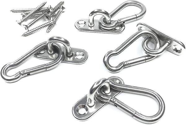 8 stk. Rustfrit Stål 1,8 tommer Pad Eye Plade U-kroge + 8 stk. Rustfrit Stål Snap Hook