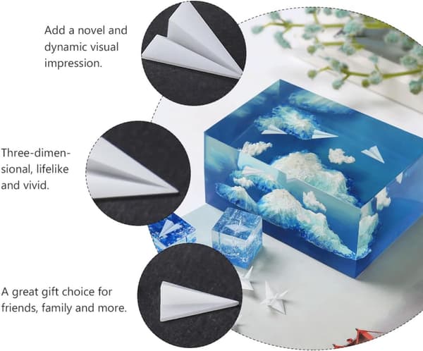 3 stk. 3D Mini Papirfly Harpiksmodeller Krystal Epoxy Landskabsfyld DIY Silikoneforme