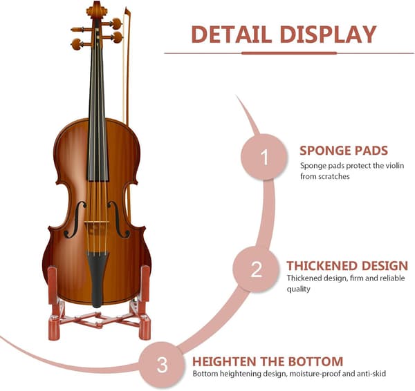 Bærbart violinstativ Violinstøtte Fiddlestativ Abs Svampemateriale Sammenklappeligt design Forhindrer