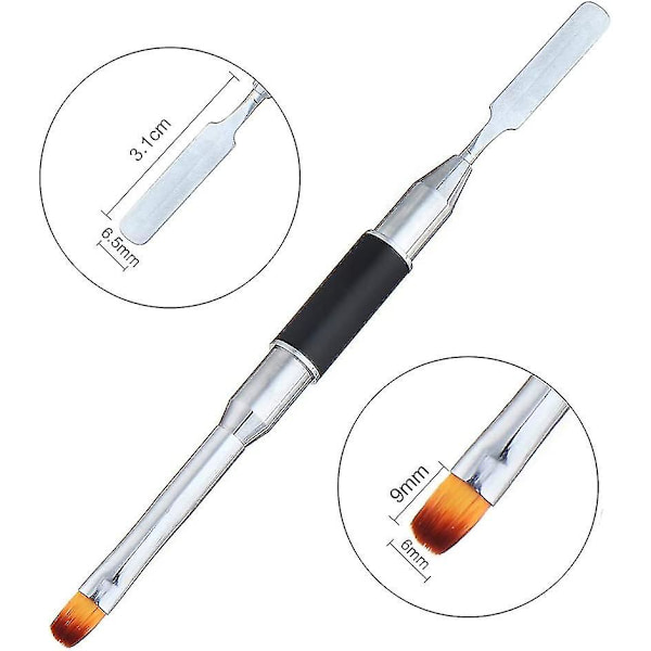 Dobbeltsidet Polygel Pensel og Picker 2 i 1 Design Polygel Pensel Rustfrit Stål Gel Negleværktøj
