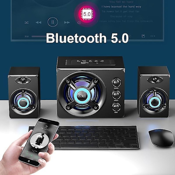 2023 LED Computer Combo Højttalere Aux USB Bluetooth
