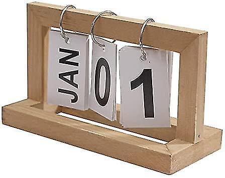 Treblokk Kalender DIY Flip Ring Skrivebordsdekor