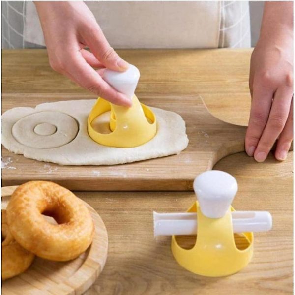 Donitsimuotti Dippaavilla Pihdeillä, DIY Donitsin Leikkuri Keksin Leimamuotti Jälkiruokaleikkuri Maker Muotti Keittiön Leivontaväline (keltainen 1kpl)