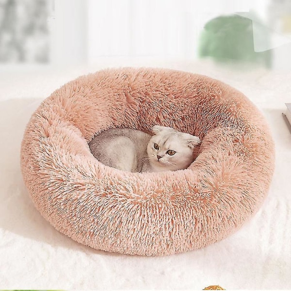 Soft Pet Dog Bed Round Winter Warm Long Plush Cushion Mat