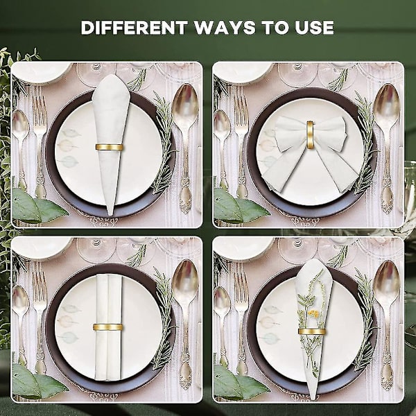 10 stk. Guld Servietringe Metal Servietringholdere Moderne Design Ringholder
