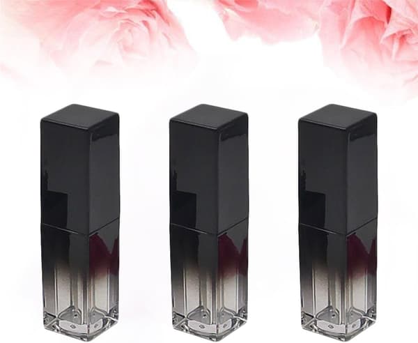 3 stk. 5 ml firkantede tomme lipglossrør med UV-sort gradient plastik læbestiftflasker