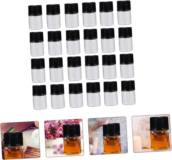 50 st 2 ml påfyllningsbara glasflaskor läckagesäkra provflaskor med lock för förvaring av kosmetisk lotion på resan