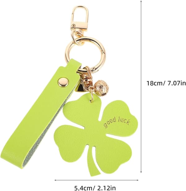 Firkløver Nøglering Held Vedhæng Shamrock Kunstlæder Nøglering