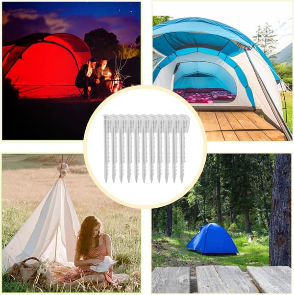 Plastteltplugger 20 stk Hvite Campingteltplugger Robuste Jordplugger