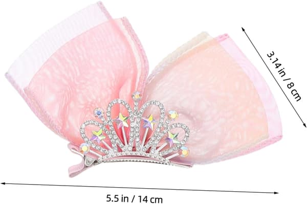 4 st prinsesskrona håraccessoarer med strass rosett nät tyllklämmor