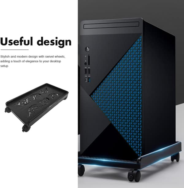 Computer Tower Stand med Hjul, Desktop PC Holder Gulvforhøjer 46x24.5x8cm Sort Pp
