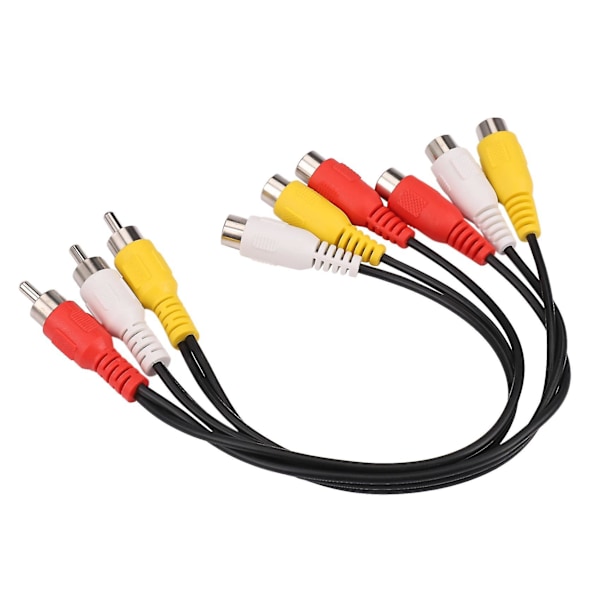 Ny 3 RCA Hann til 6 RCA Hunn Plugg Splitter Audio TV DVD Video Adapter AV Kabel