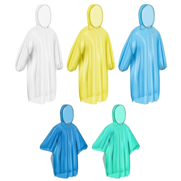 Poncho-pakke for familien, regnponcho for voksne og barn, engangs- eller gjenbrukbare ponchoregnponchoer med snor - yuhao