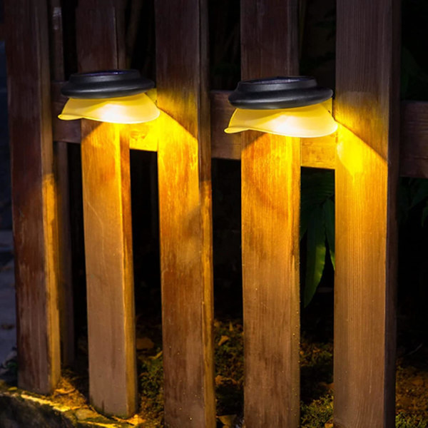 Solcellslampa för vägg utomhus, varmvit, staketbelysning för terrass, ytterdörr, vägg och LED-dekorativ lampa, vattentät (varmvit) (1 st)