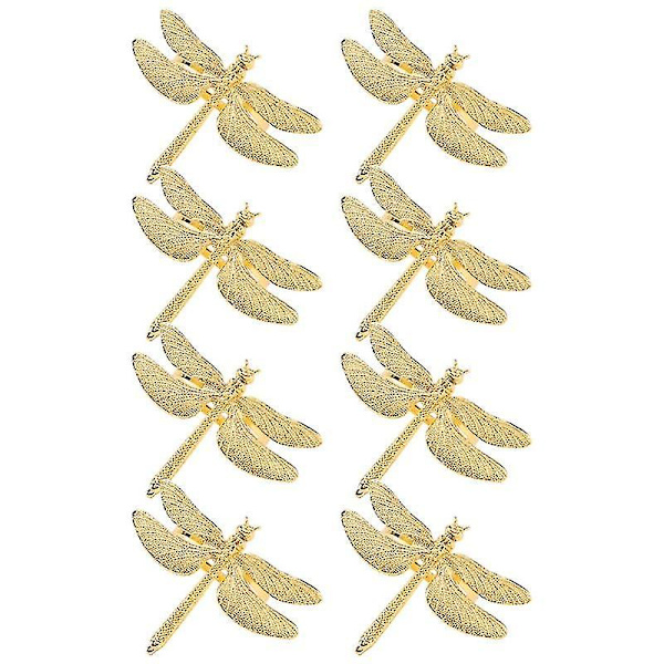 8 st Dragonfly Servettringar Guld DIY Hotell Bröllop Bankett Bordsplacering Metall Servett Spänne Jul