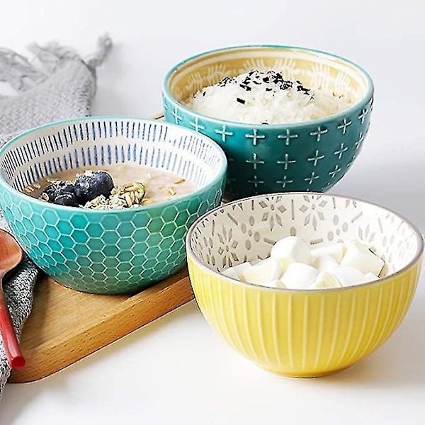 Set med 4 Frukostskålar Dessert Snack Porslin 300ml Kapacitet