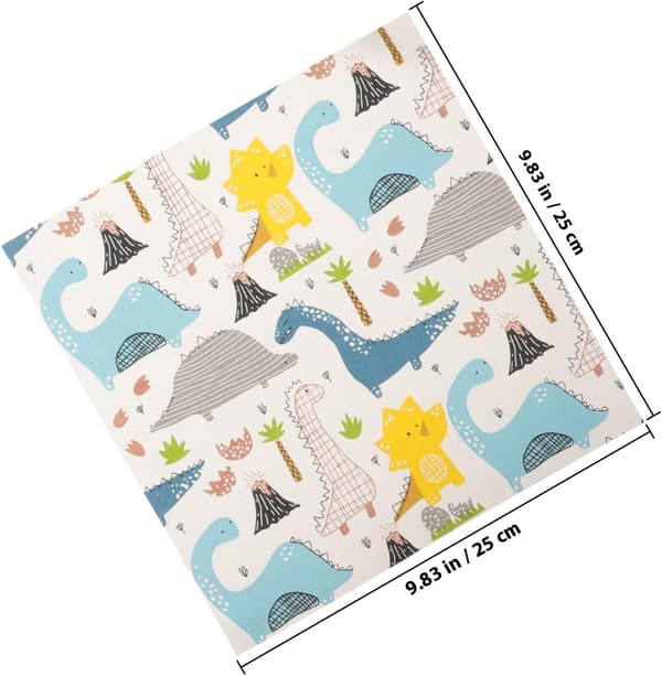8 stk. dinosaurtrykte bomullsstoffpaneler 25x25cm Quilting Craft Bundle