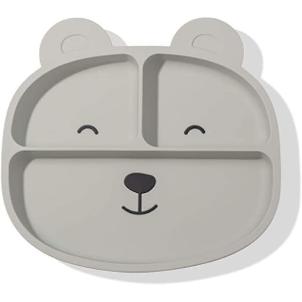 Tallrik Baby Halkfri silikon bordstablett Bordstablett för barn Tallrik Cartoon Bear Anti-halk barntallrik
