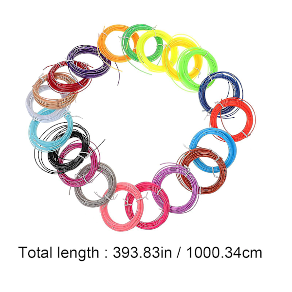 20 stk Plastik 3D Pen Filament Trykforsyninger 3D Pen Filament Filament Efterfyldninger