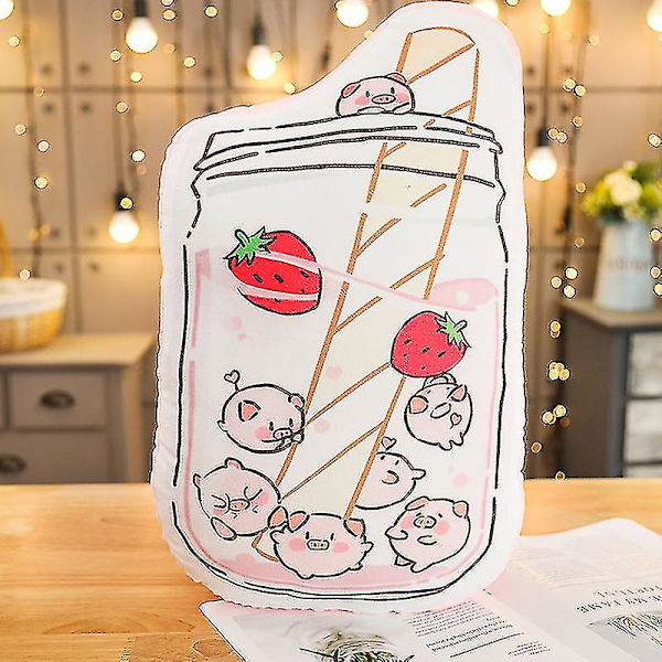 1 stk. Boblete Plush Mælkete Milkshake Kort Plys Dukke Dekoration Pude Sofa Red