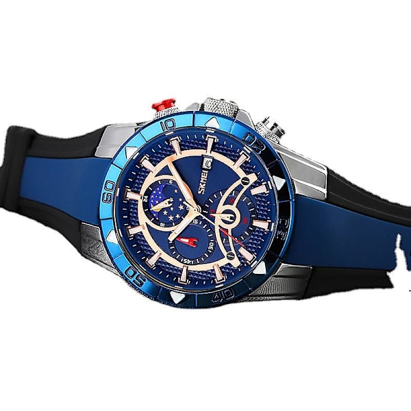 Kvartsur med Daglig Vandafvisende Mænds Chronograf Ur Månefase Dato Mænds Ur Rose gold black surface
