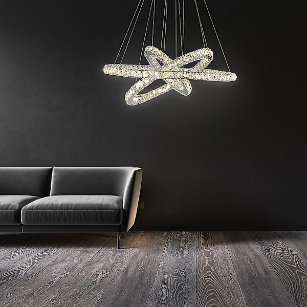 3-ringig dimbar LED-kristallkronlampa för tak