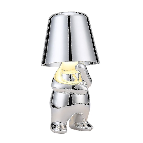 Thinker Lamp - Unik Karaktärslampa i Silver - Uppladdningsbar Sladdlös Dimbar Ljuskälla