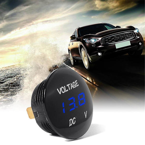 12-24V Bil LED Batterimonitor Digital Volt Termometer