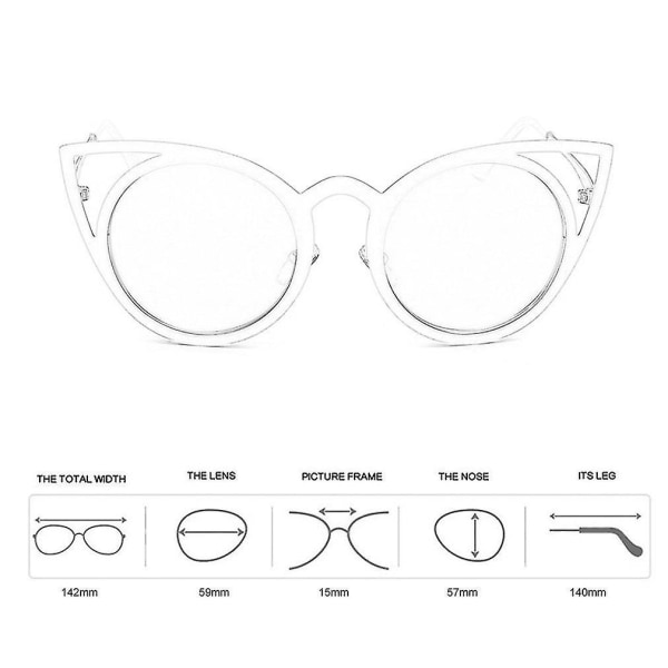 Cat Eye solbriller metall hulte reflekterende lys briller