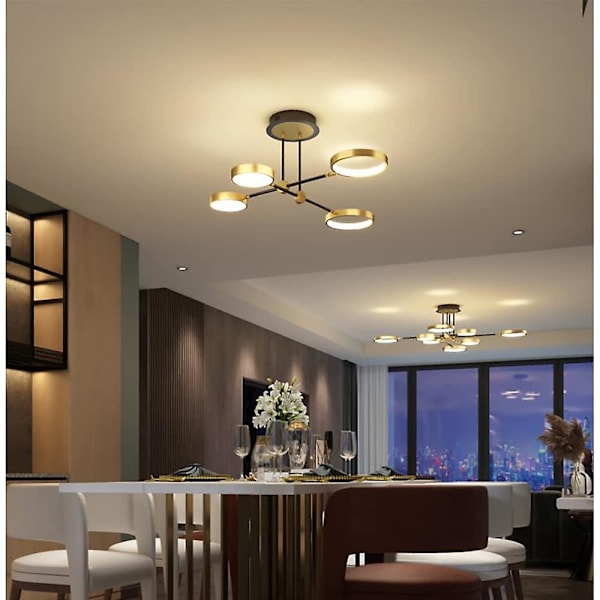 LED Loftlampe Dæmpbar Moderne Sort Guld Cirkel Design