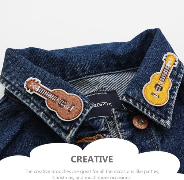 4 stk. dekorative broderi ukulele broche reversnåle til tøj og tasker jernmateriale kreativt design
