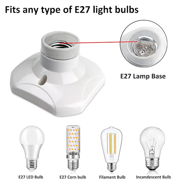 E27 Taklampa, E27 Garageuttag, AC 220-240V, LED-lampauttag, E27 Takbas