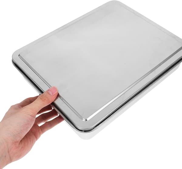 Tiramisu kakeform i rustfritt stål med lokk 28x22x6cm Rektangulær Gjenbrukbar Stekebrett