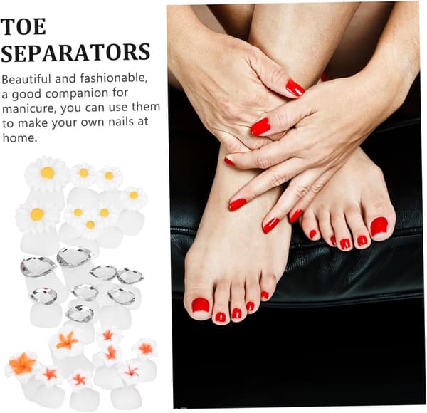 3 sæt silikone tåskillere tådelere til pedicure neglelak afstandsstykker manicureværktøjer