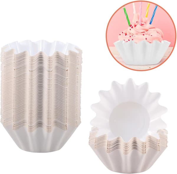 100 stk. engangs papir cupcakeforme til bagning, hvide muffinforme, ikke lette at deformere