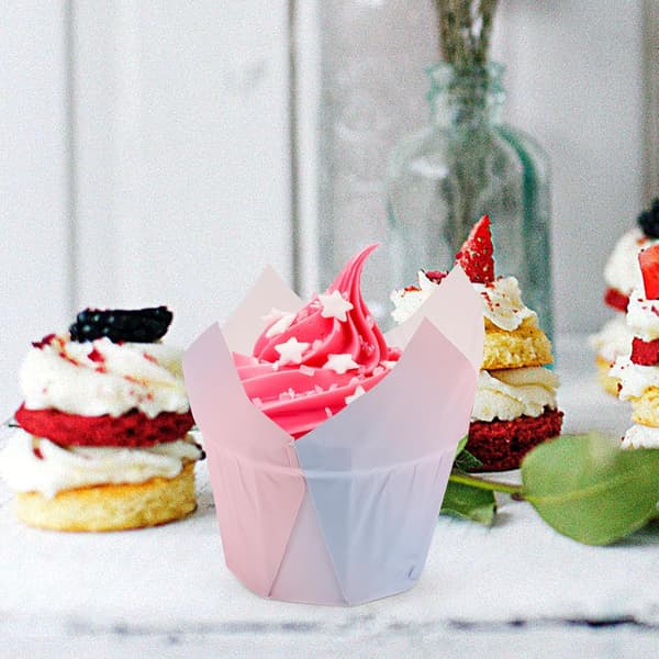 50 stk. tulipanpapir bakekopper lette dekorative cupcakeformer