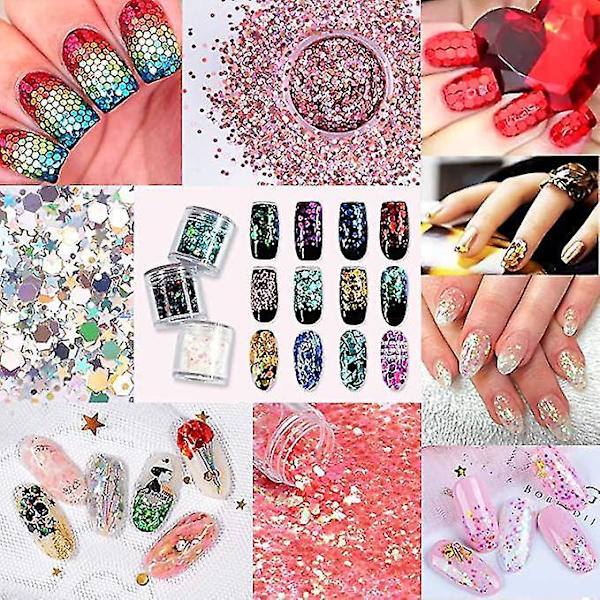 Ansiktsglitter Chunky 24 Ask Sequiner Regnbågsfjällar DIY