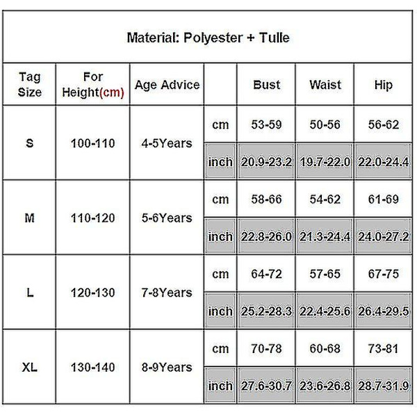 Esitysasu Lasten Tytöille Maskeraadi Hieno Ylös Hiuspannan Tutu Tul 5-6 Years