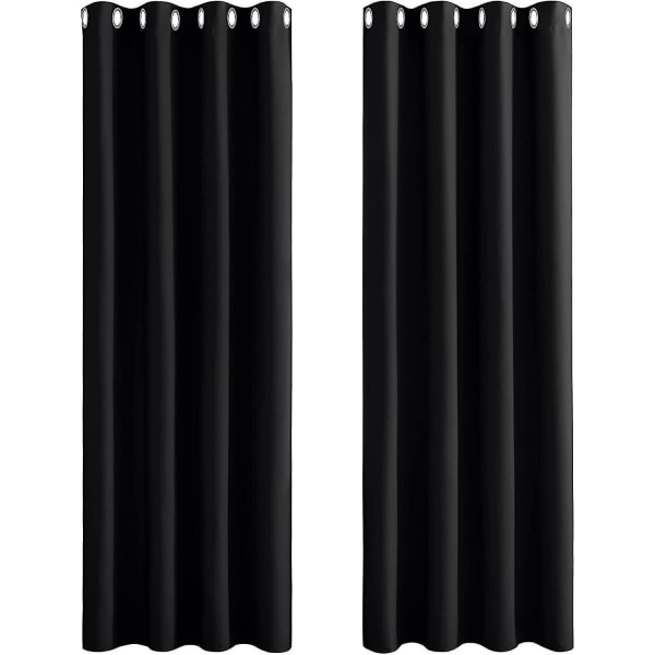 Svarta gardiner med öljetter Gardiner ogenomskinlig gardin Svart ogenomskinlig thermal gardin mörkläggningsgardin 107*160