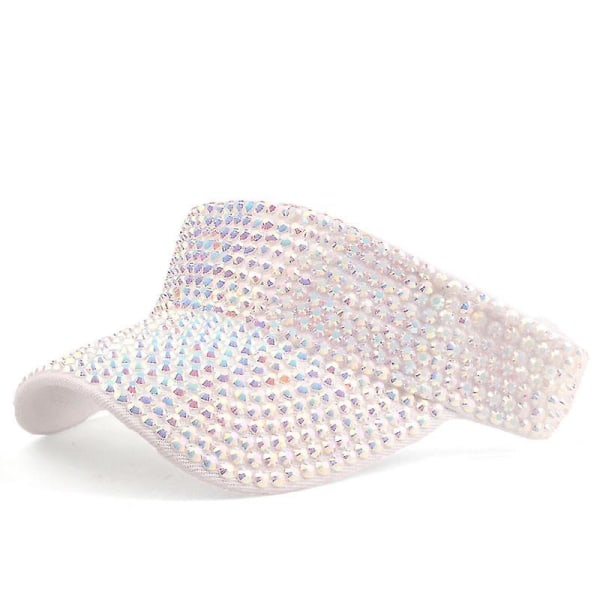 Glimtende Rhinestones Simpel Sport Solskærm Justerbar Kasket (hvid)