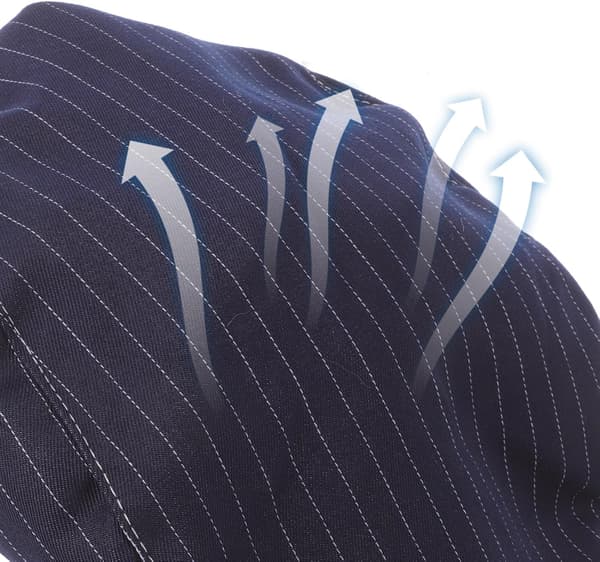 Kokkehatt for kjøkkenarbeid og servering, blåstripet bomullsmatserveringslue, unisex restaurantkokkeuniformhatt
