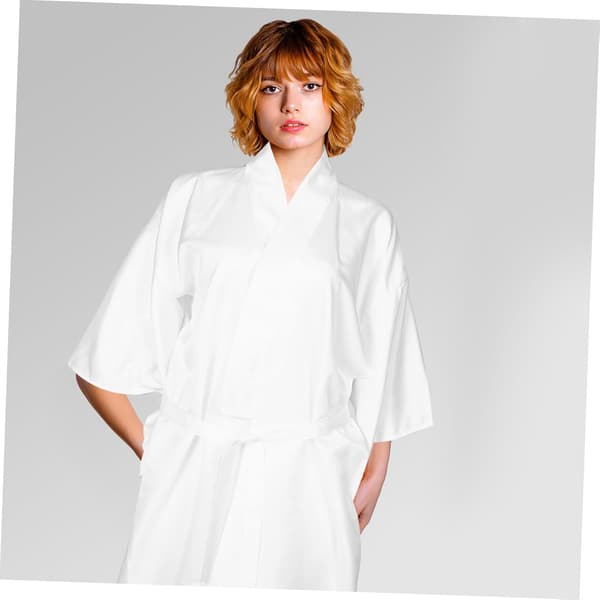 Japansk Kimono Robe Foder för Kvinnor Vit Långärmad Innerklänning Mjuk Polyester Bekväm Bas