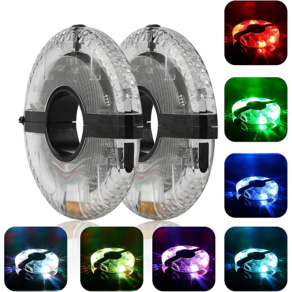 Cykelnavlampa, 7 led 9 färger 18 bilder Vattentät USB uppladdningsbar led cykelhjulsljus eker