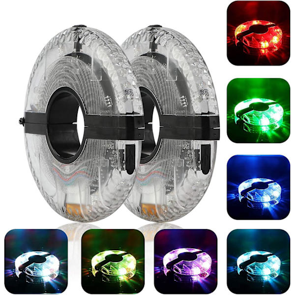 Cykling Nav Lygte, 7 LED 9 Farver 18 Billeder Vandafvisende USB Genopladelig LED Cykel Hjul Lys Eger