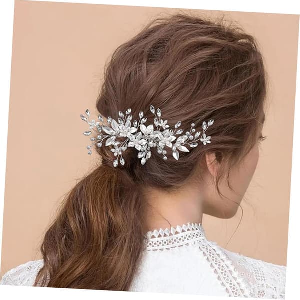 Perleblad Hårnål Rhinestone Bryllupsbrud Hårkam Klips Blomster Hårtilbehør til Kvinder Sidekam