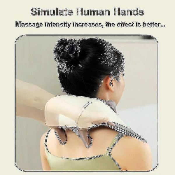 Massageapparater för nacke och axel med värme, nacke och ryggmassager-yuhao Beige