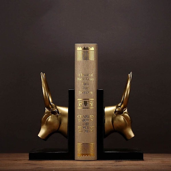 Bogstøtter Et Par Guld Tyrehoved Harpiks Kunst Bogstøtte Figurer Statuer